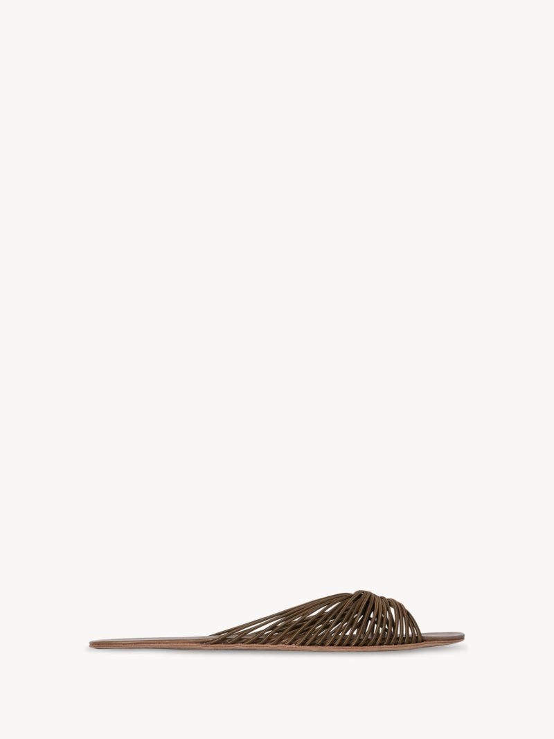 Sara Slide Sandal in Elastic and Leather