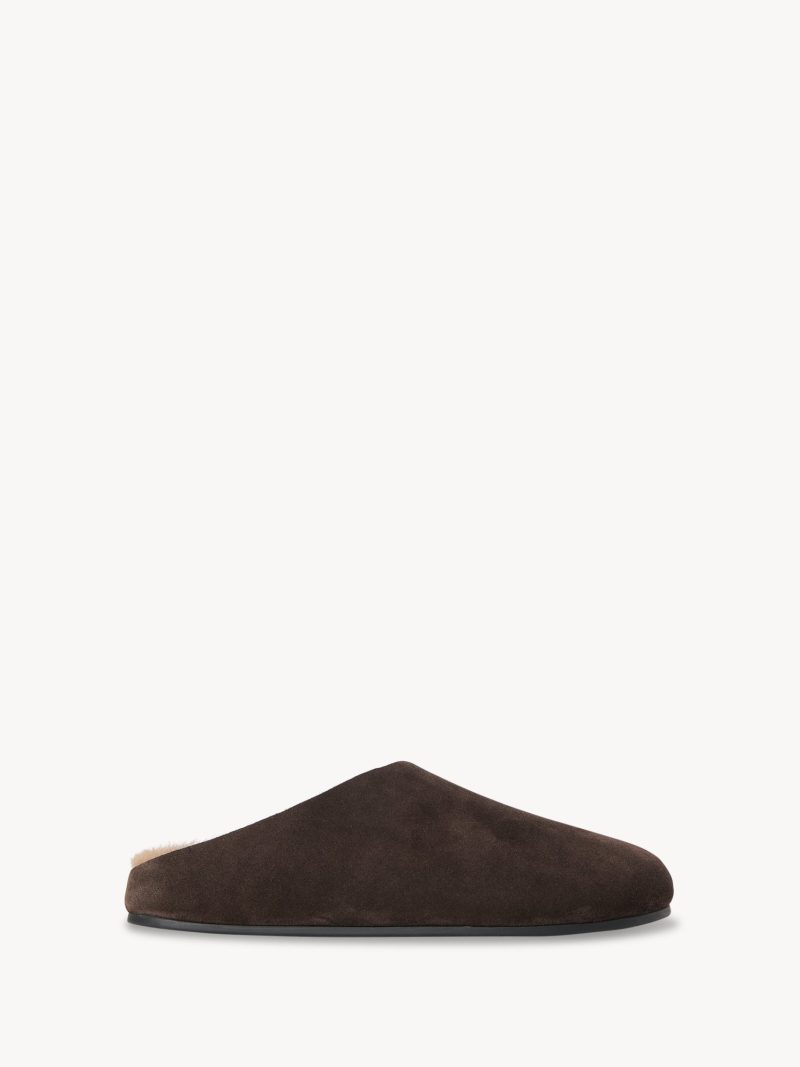 Hudson Slide in Suede and Shearling